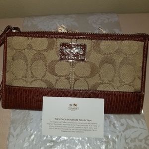 Coach signature brown wristlet!